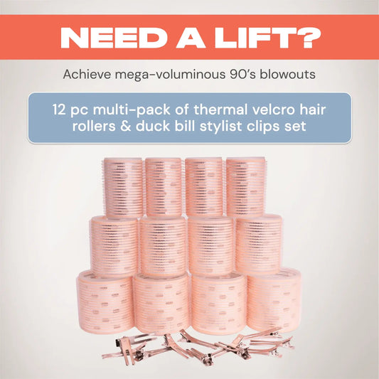 Mega Volume Hair Rollers| 12 pc hair rollers & styling clips