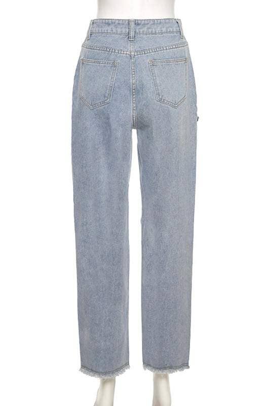 Heart cutout ripped denim jeans