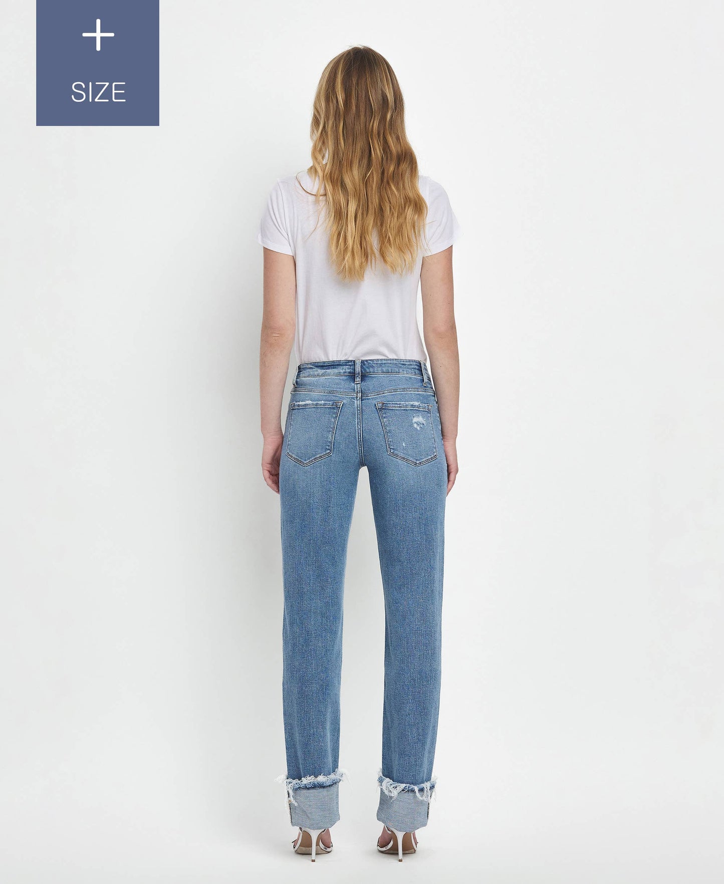 PLUS SIZE TUMMY CONTROL MID RISE CUFFED STRAIGHT LV1504-P