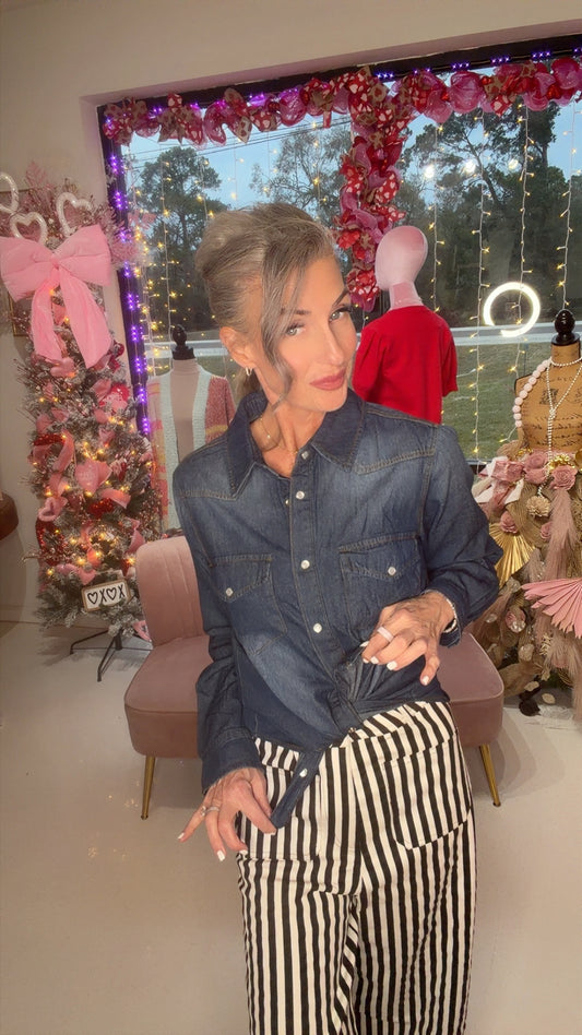 WESTERN DK WASH SNAP BUTTON DENIM SHIRT