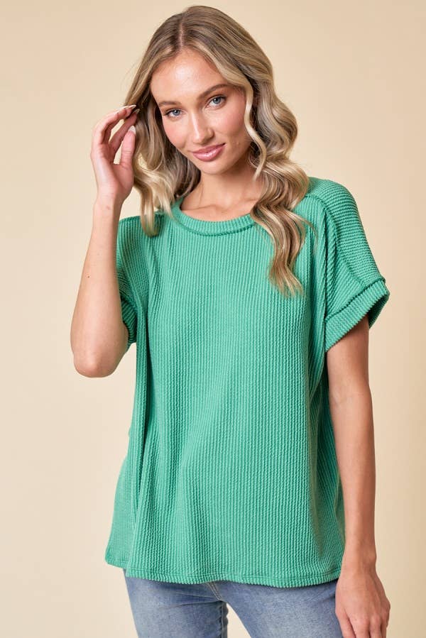 Kelly Green Ribbed Tee