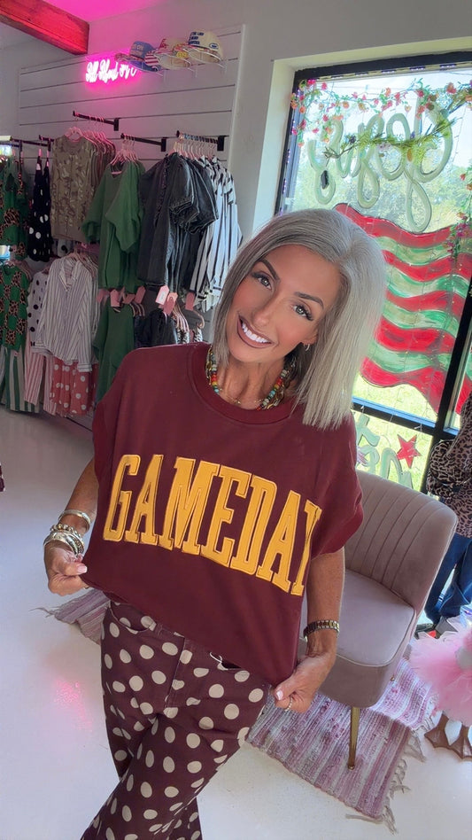 Maroon & Gold Game Day Short Sleeve Sweatshirt