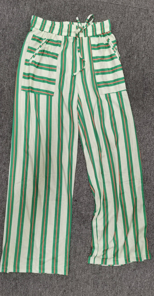 Striped Wide-Leg Casual Pants