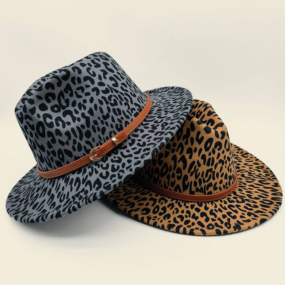 WOMEN WARM AND SIMPLE LEOPARD PANAMA HAT