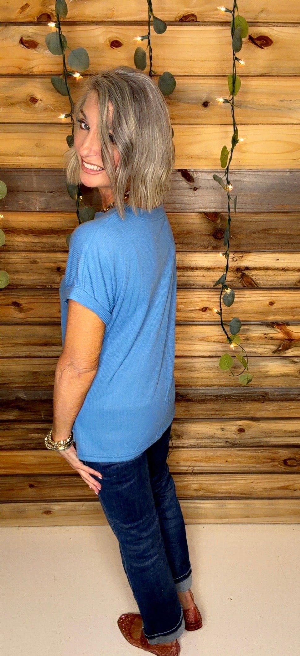 Solid Color Round Neck Twist Short Sleeve T-Shirt