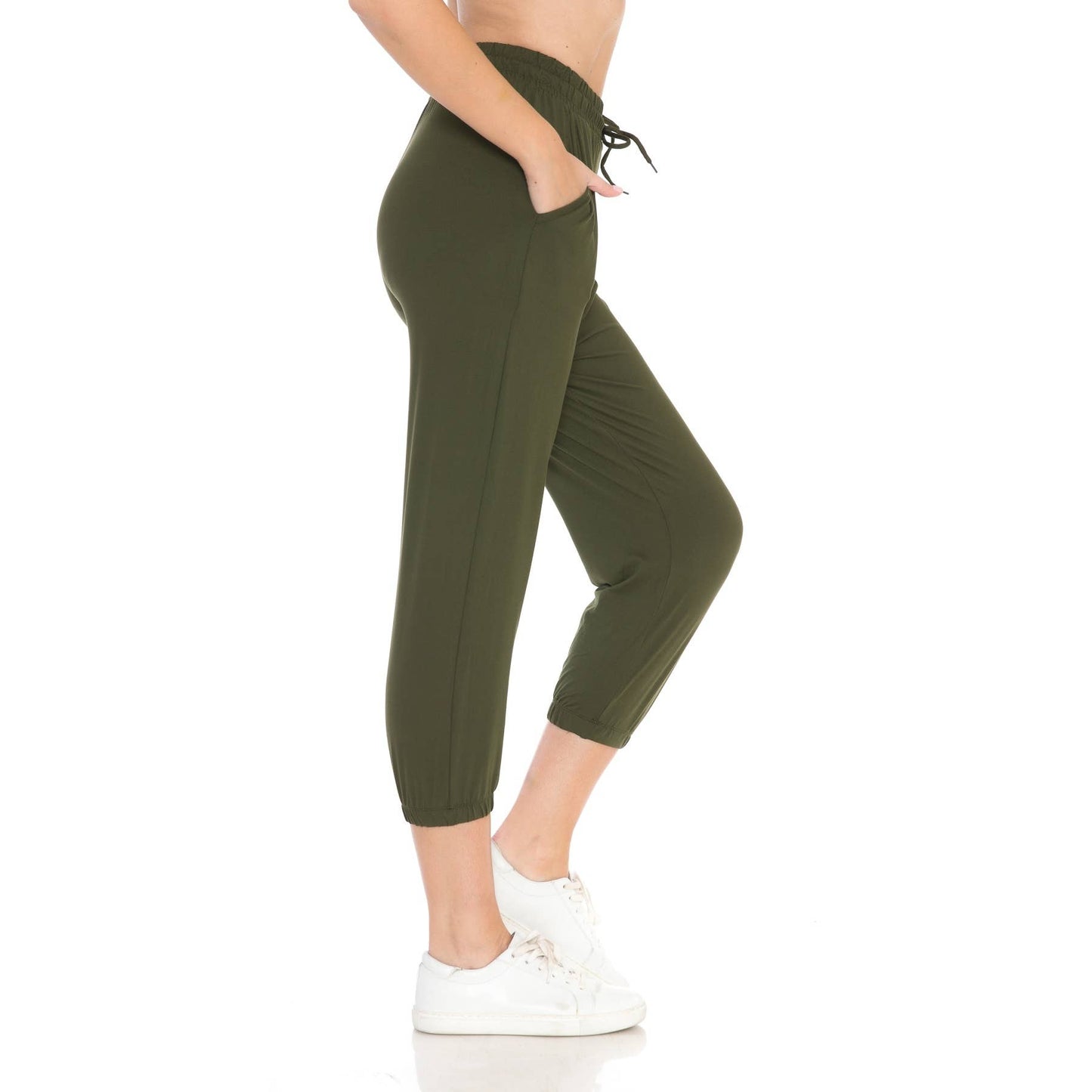 Buttery Soft Solid Capri Joggers with Drawstring