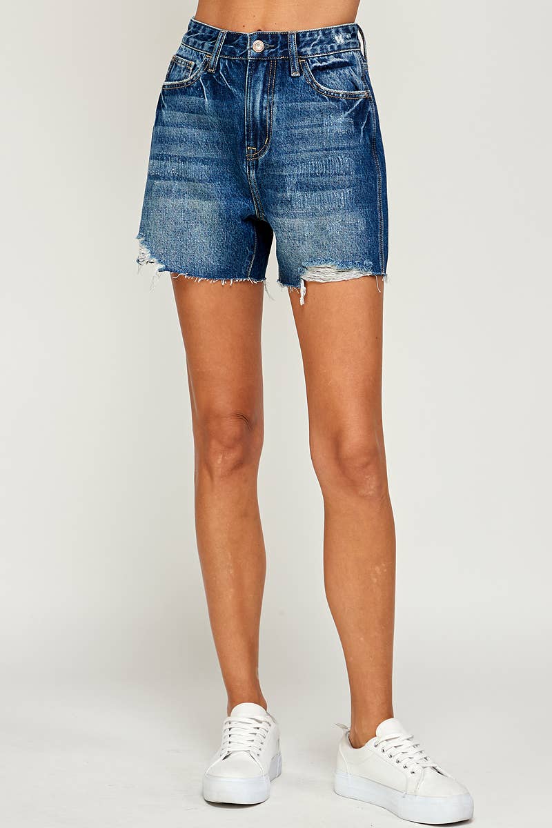Dark Wash - High Rise Denim Shorts