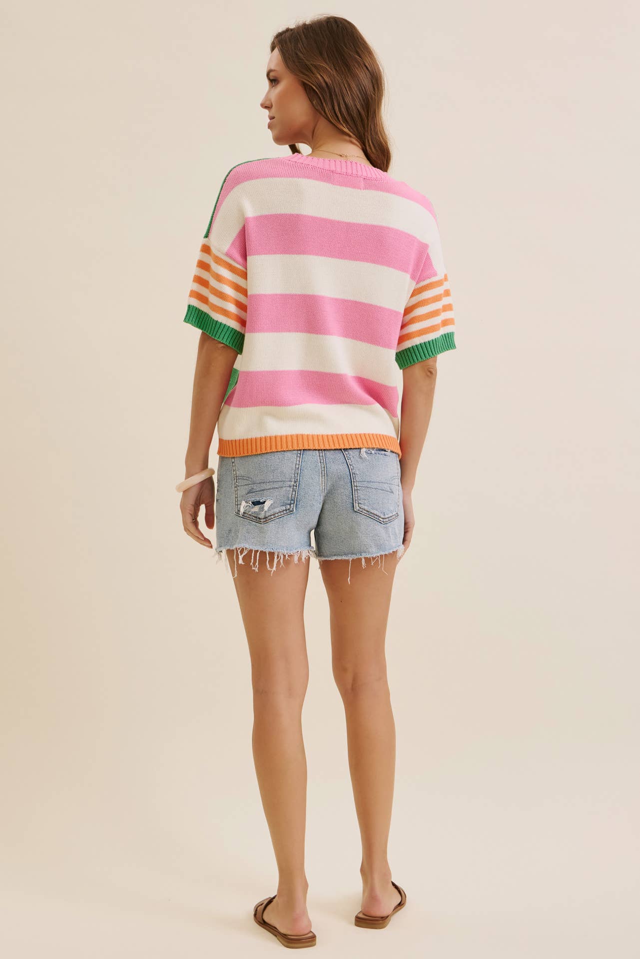 FEEL-GOOD PLAYFUL MULTI STRIPE EASY EVERYDAY COTTON SWEATER