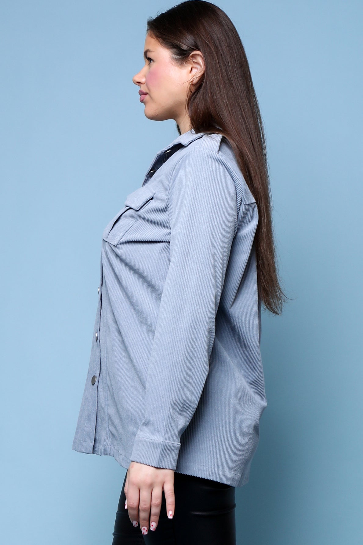 Oversized cotton waffle shacket