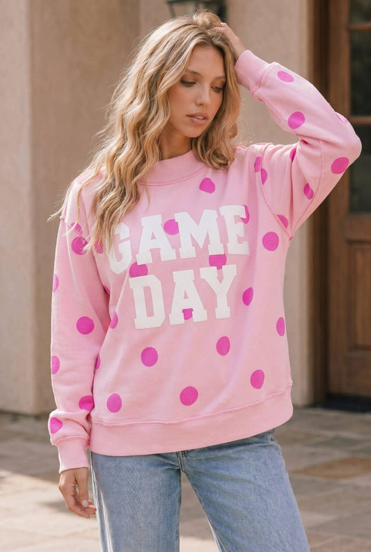 Game Day Polka Dot Graphic Sweatshirt