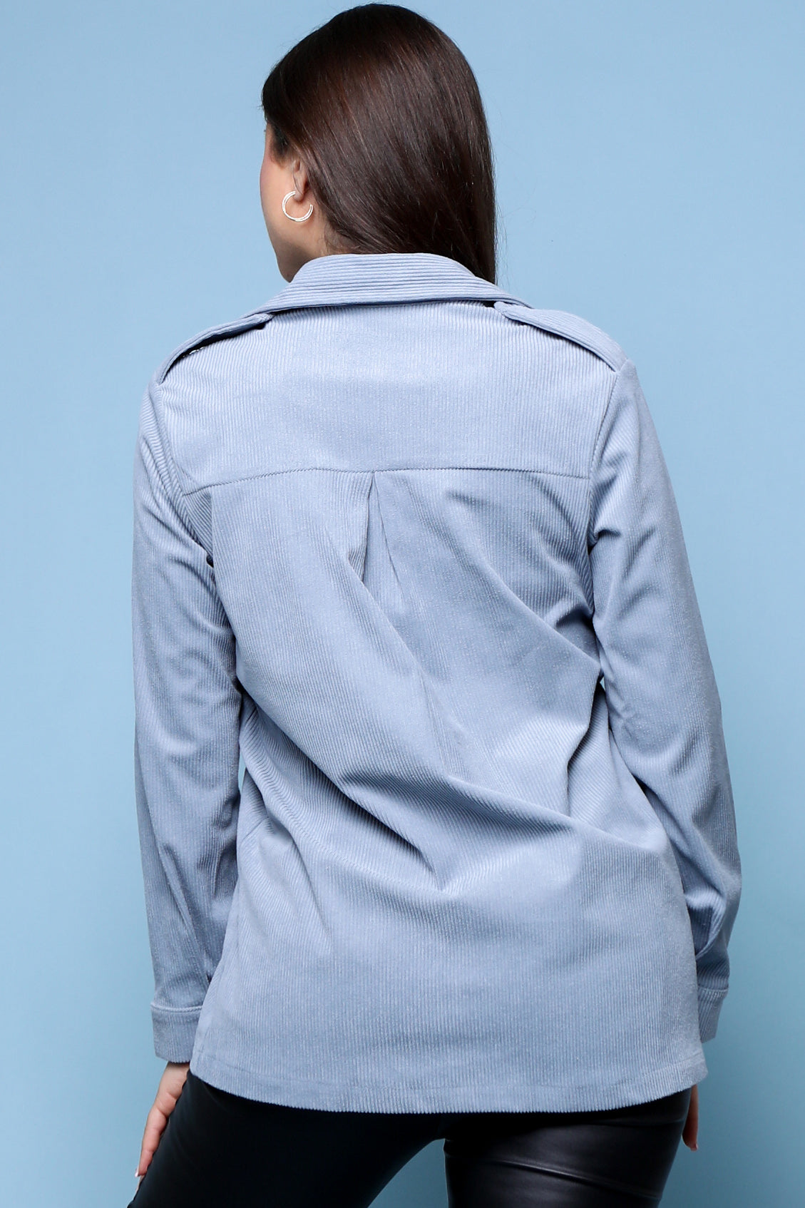 Oversized cotton waffle shacket