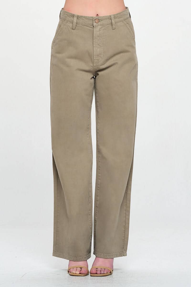 I&M Covert Green - Wide Leg Color Jeans