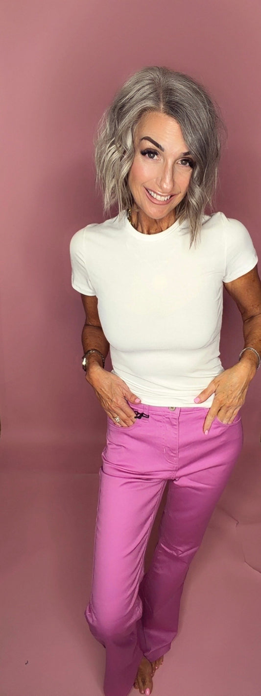 High-rise Bootcut Color Denim Pants