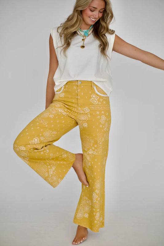 Poppy & Pine Mustard Bandana Pants