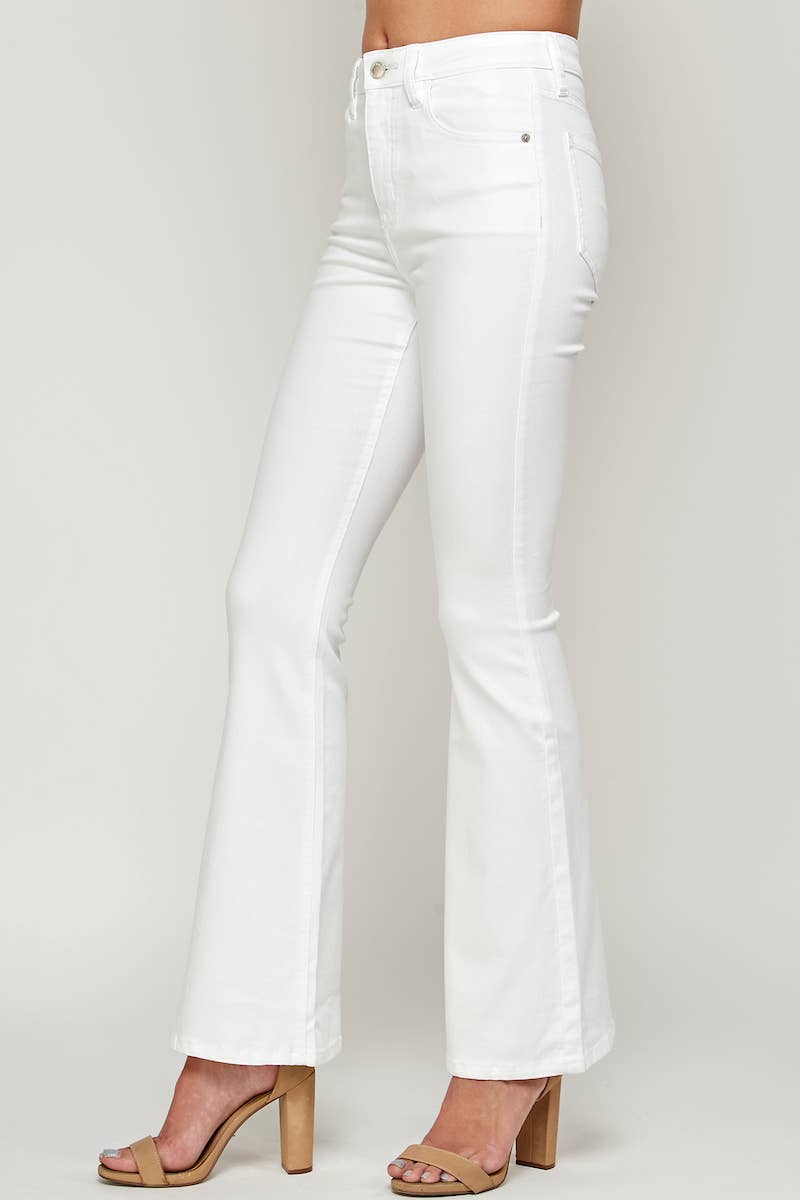 White - High Rise Flare Jeans