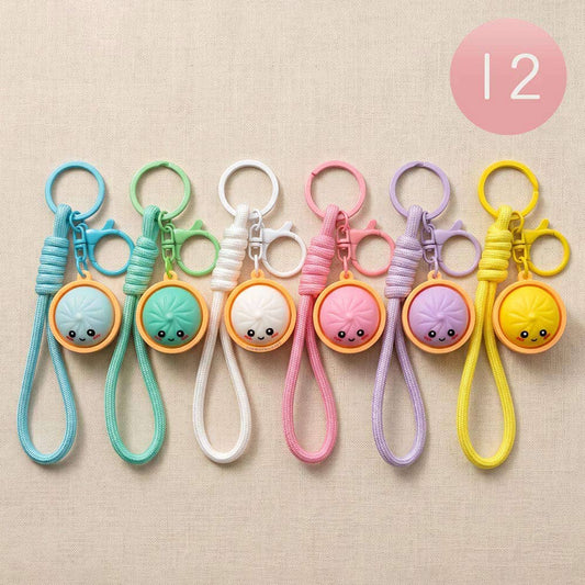 12PCS - Cute Bao Bun Dumpling Stress Relief Fidget Clicker Bag Charm Keychains