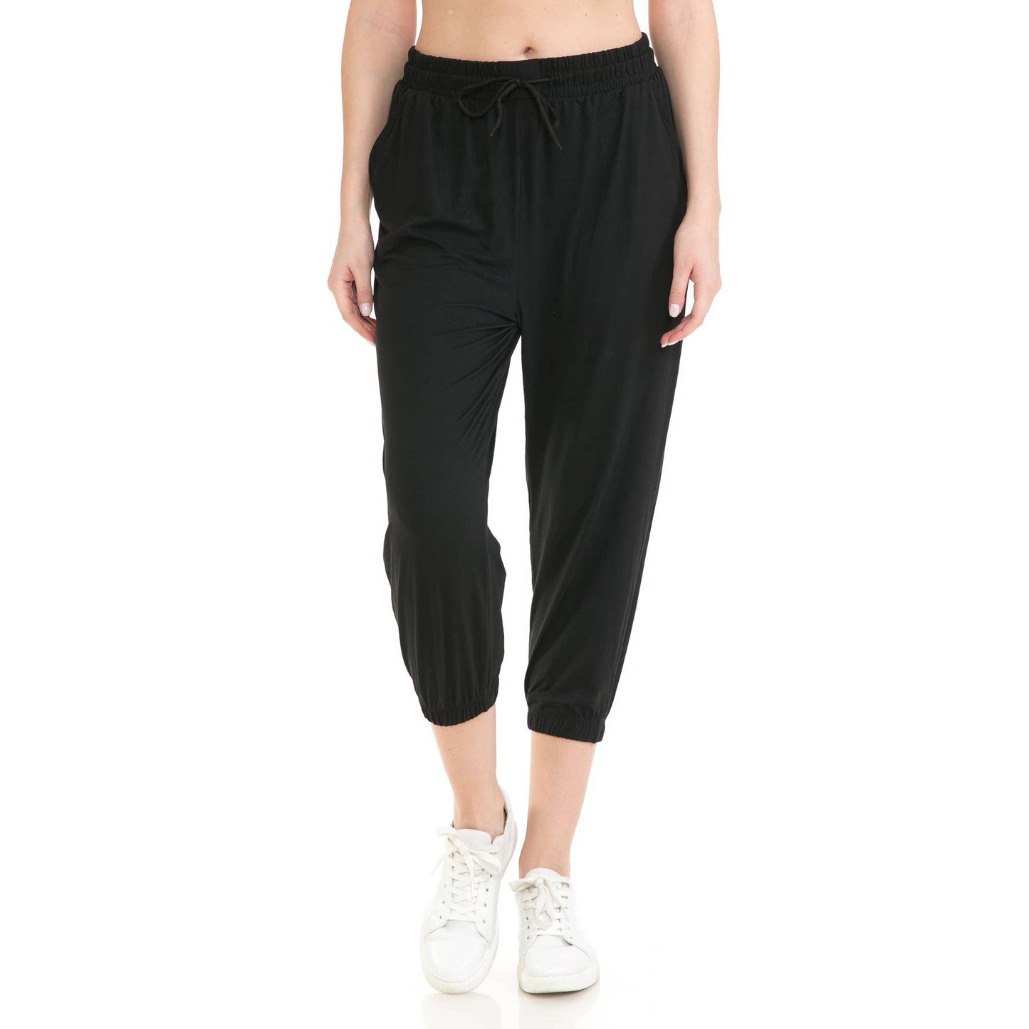 Buttery Soft Solid Capri Joggers with Drawstring
