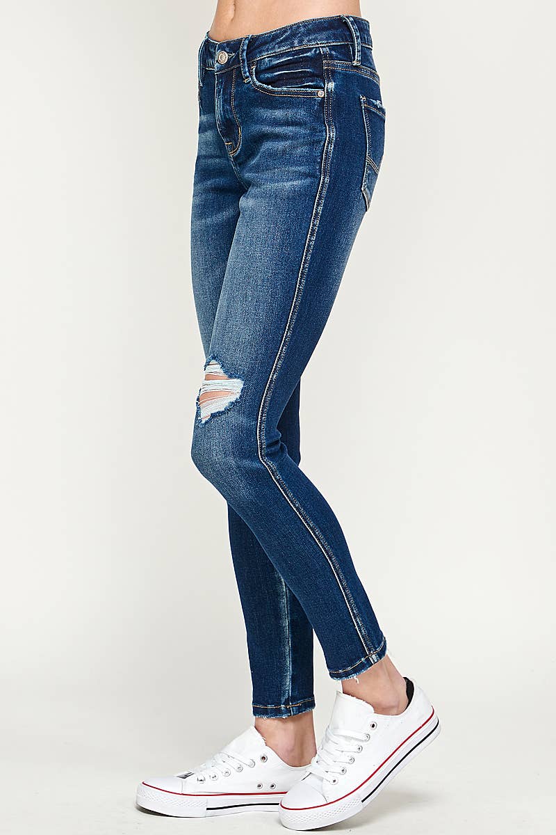 Dark Wash - Low Rise Skinny Jeans