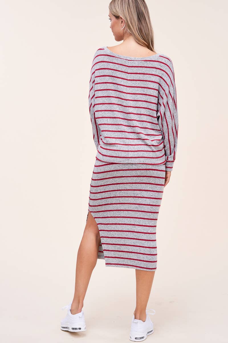 STRIPED TOP AND SKIRT SETS