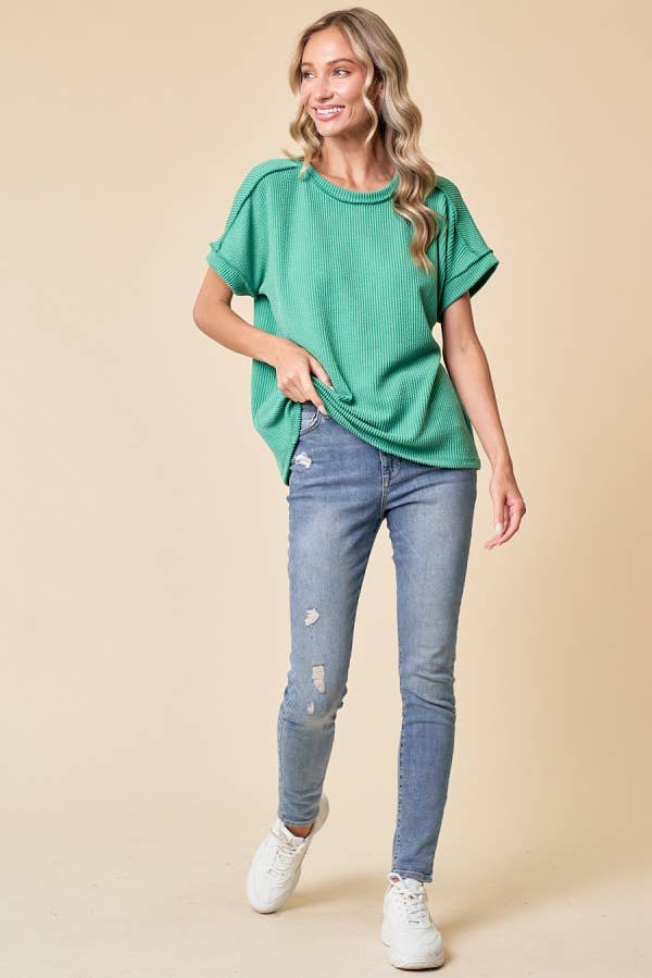 Kelly Green Ribbed Tee
