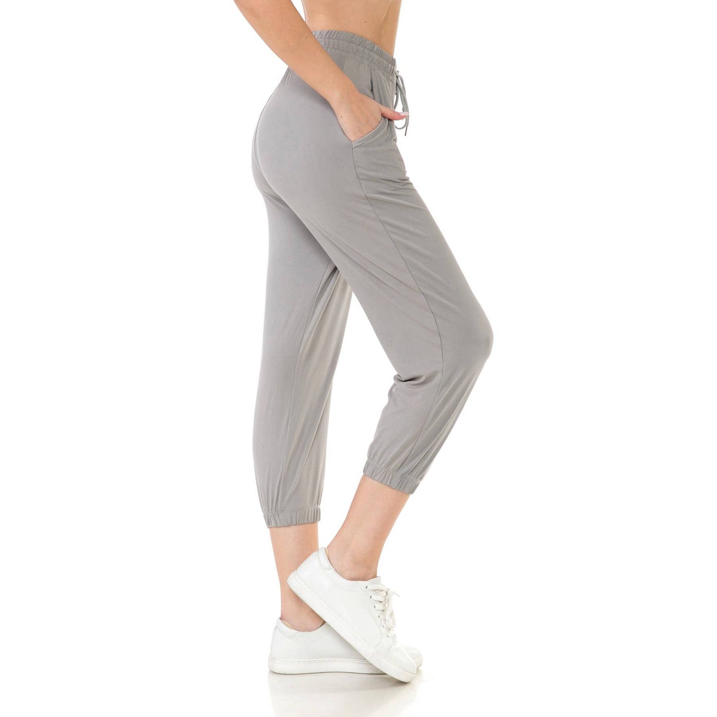 Buttery Soft Solid Capri Joggers with Drawstring