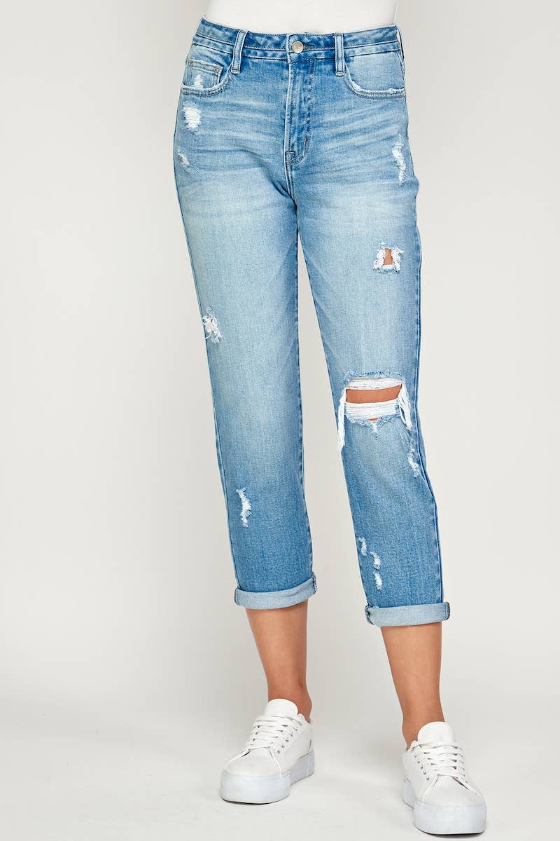 Light Wash - Roll Up Tom Girl Jeans