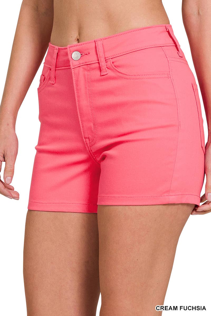High-rise Color denim Jeans Shorts Stretchy / 5 pockets