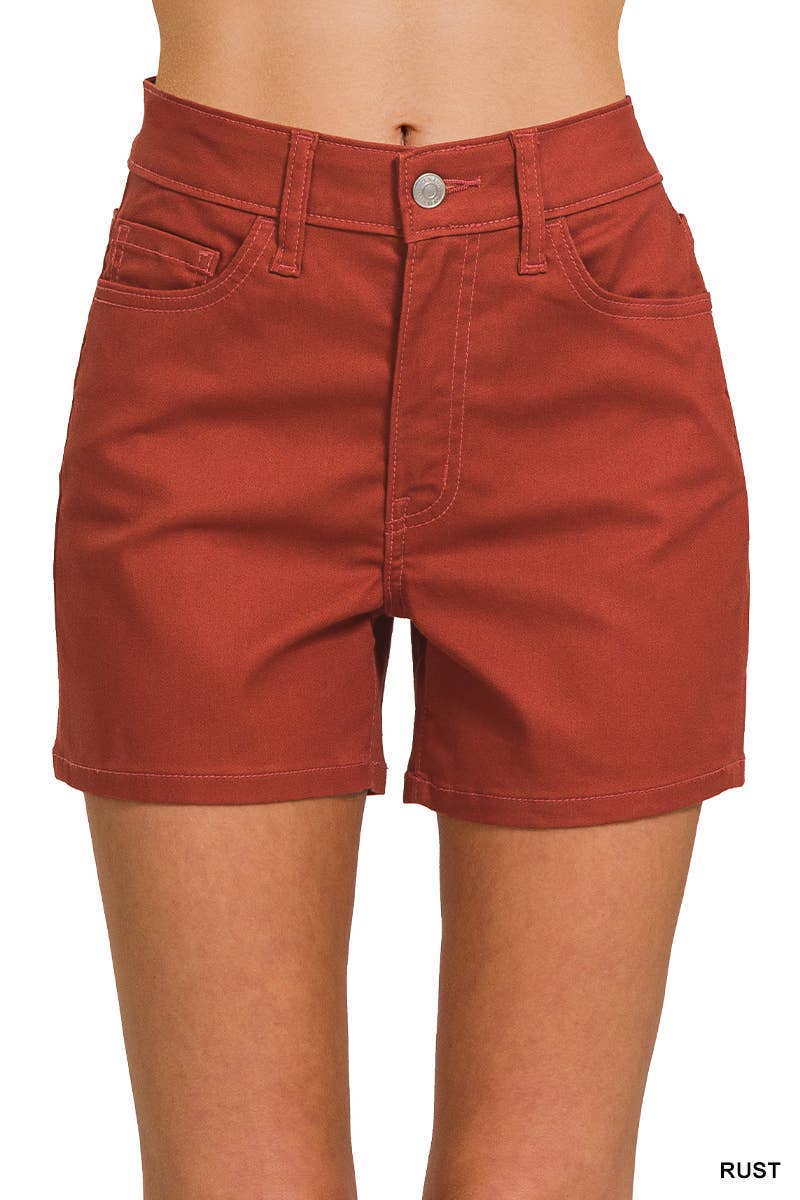 High-rise Color denim Jeans Shorts Stretchy / 5 pockets
