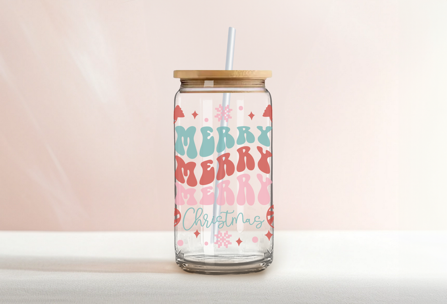 Merry Christmas can glass