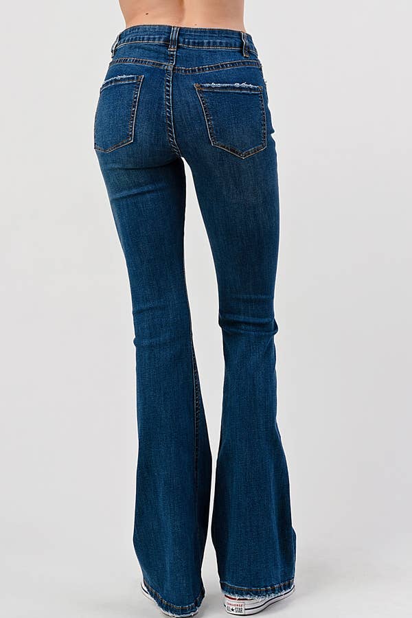 Dark Wash - Mid Rise Classic Flare Jeans