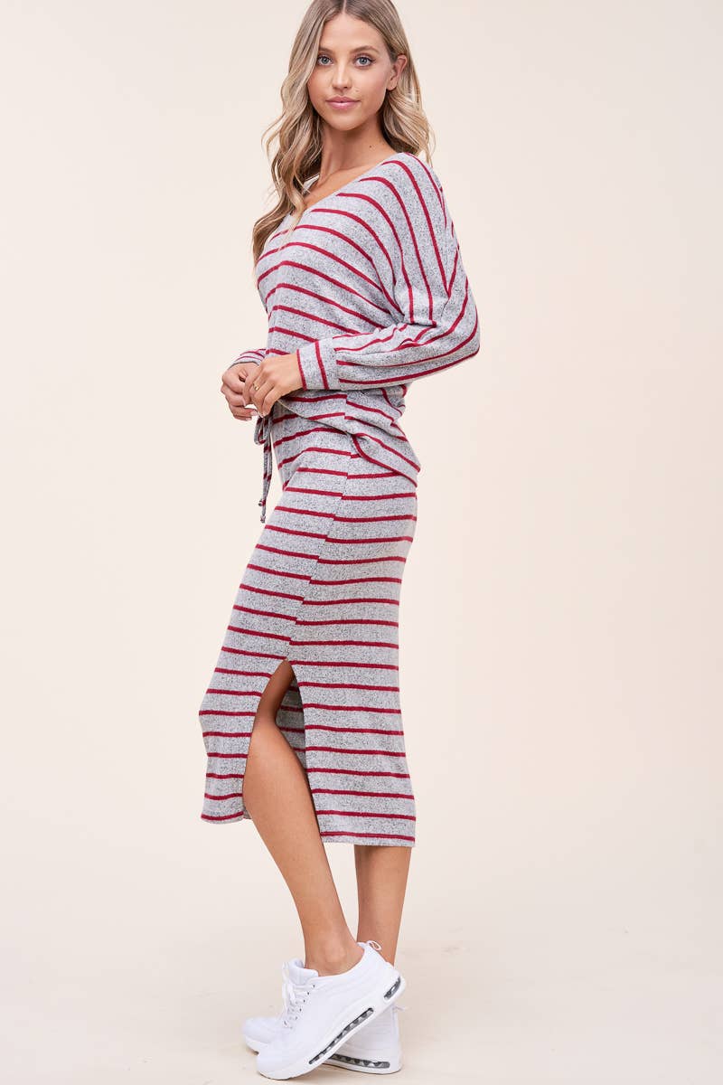 STRIPED TOP AND SKIRT SETS
