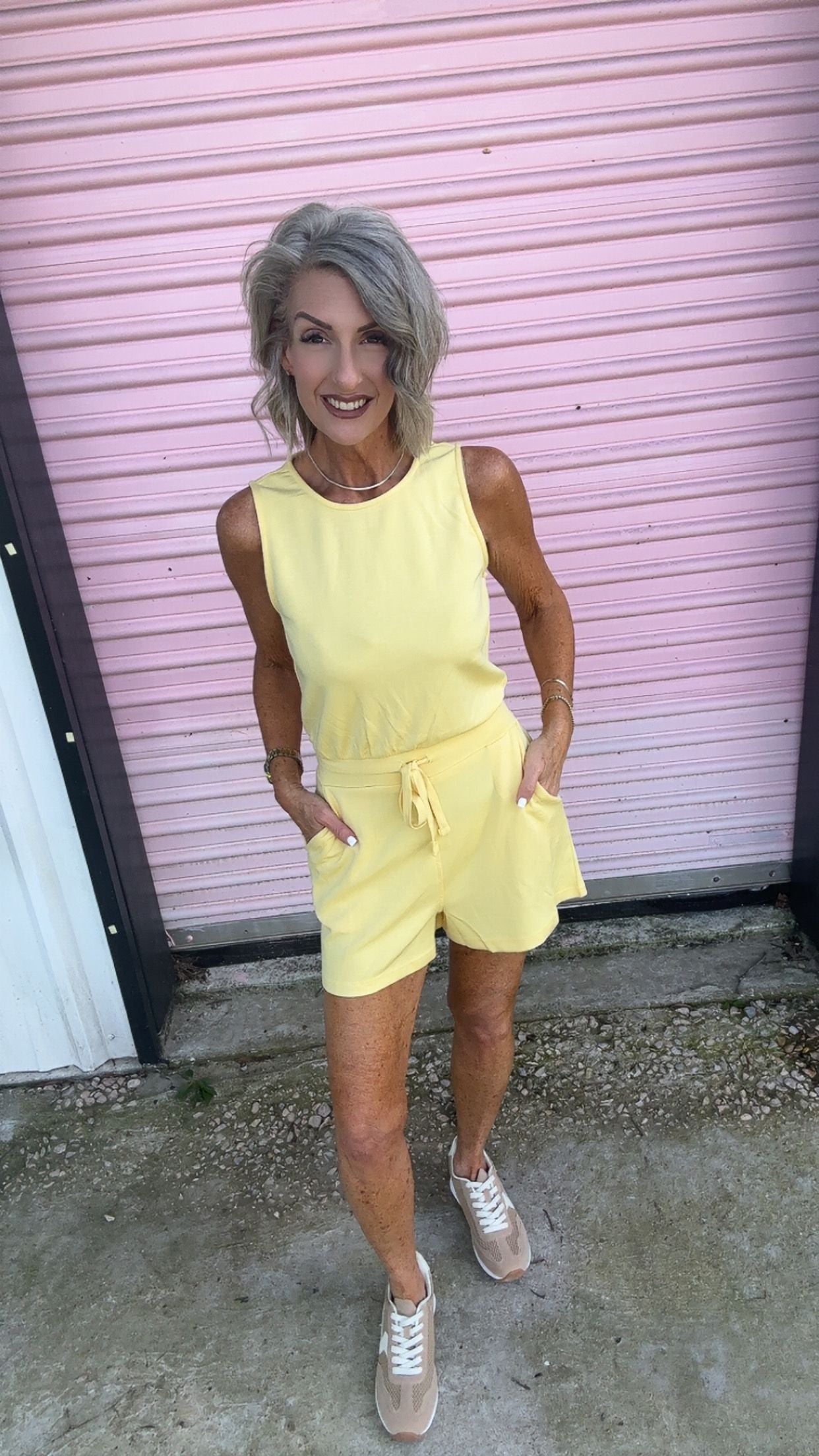 Drawstring Waist Sleeveless Romper