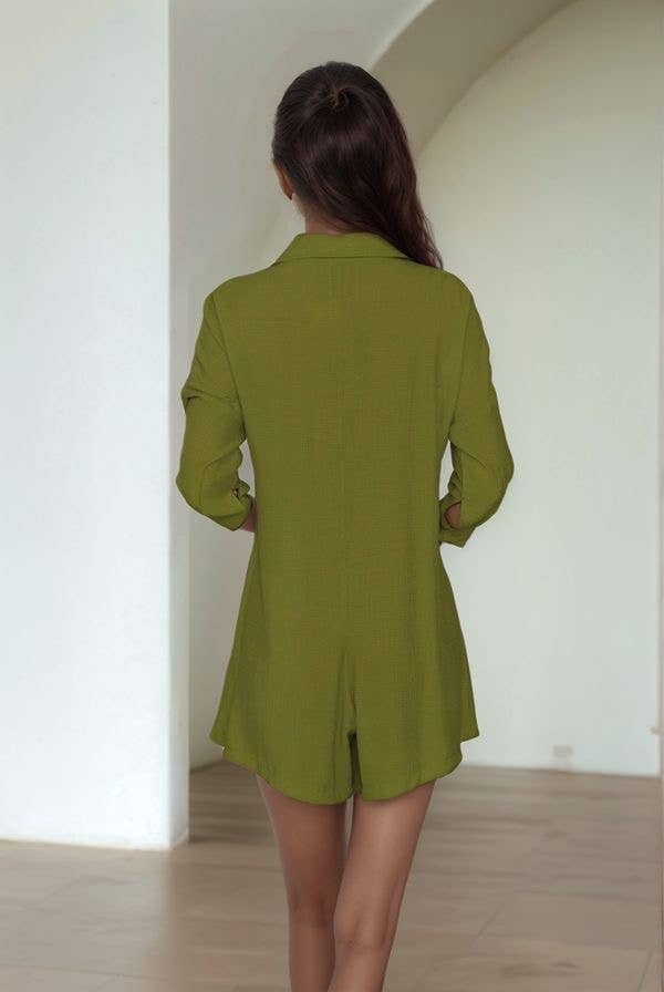 Olive For Every Occasion Long Sleeve Cutout Romper