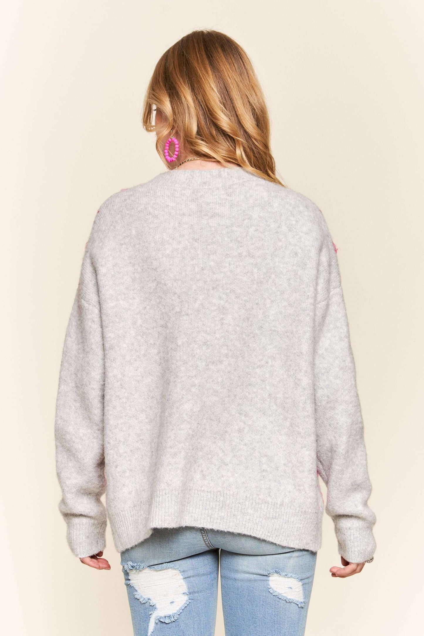 FLUFFY TREE ACCENT CARDIGAN