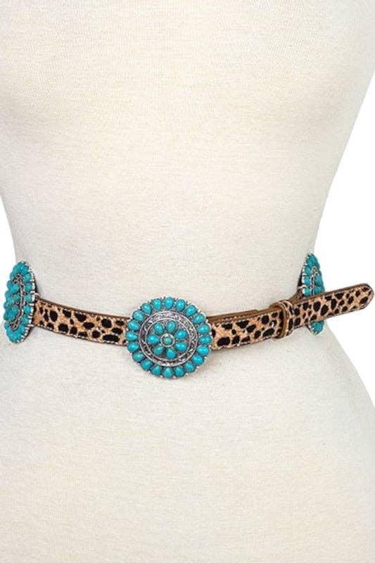 Floral Gem Mix Band Print Belt