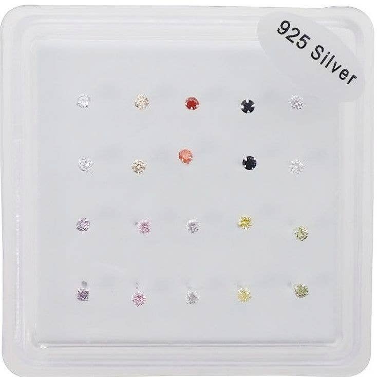 2.5mm 20 Pieces 925 Silver Nose Stud Piercing Color