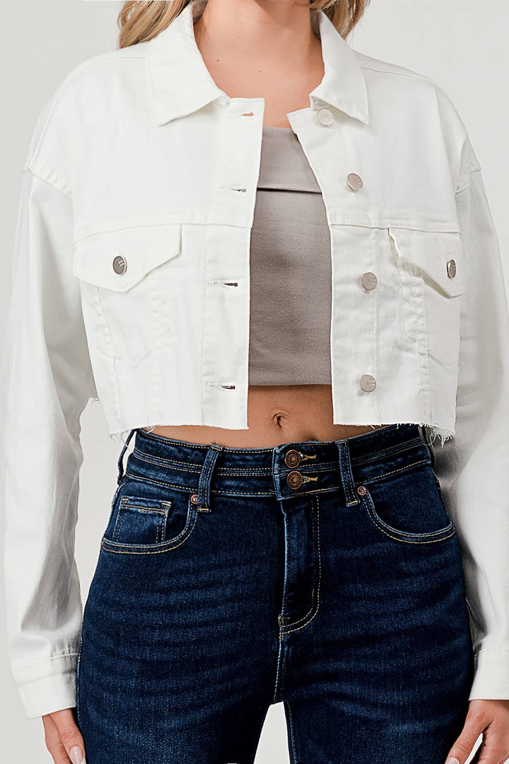 White Cropped Denim Jacket