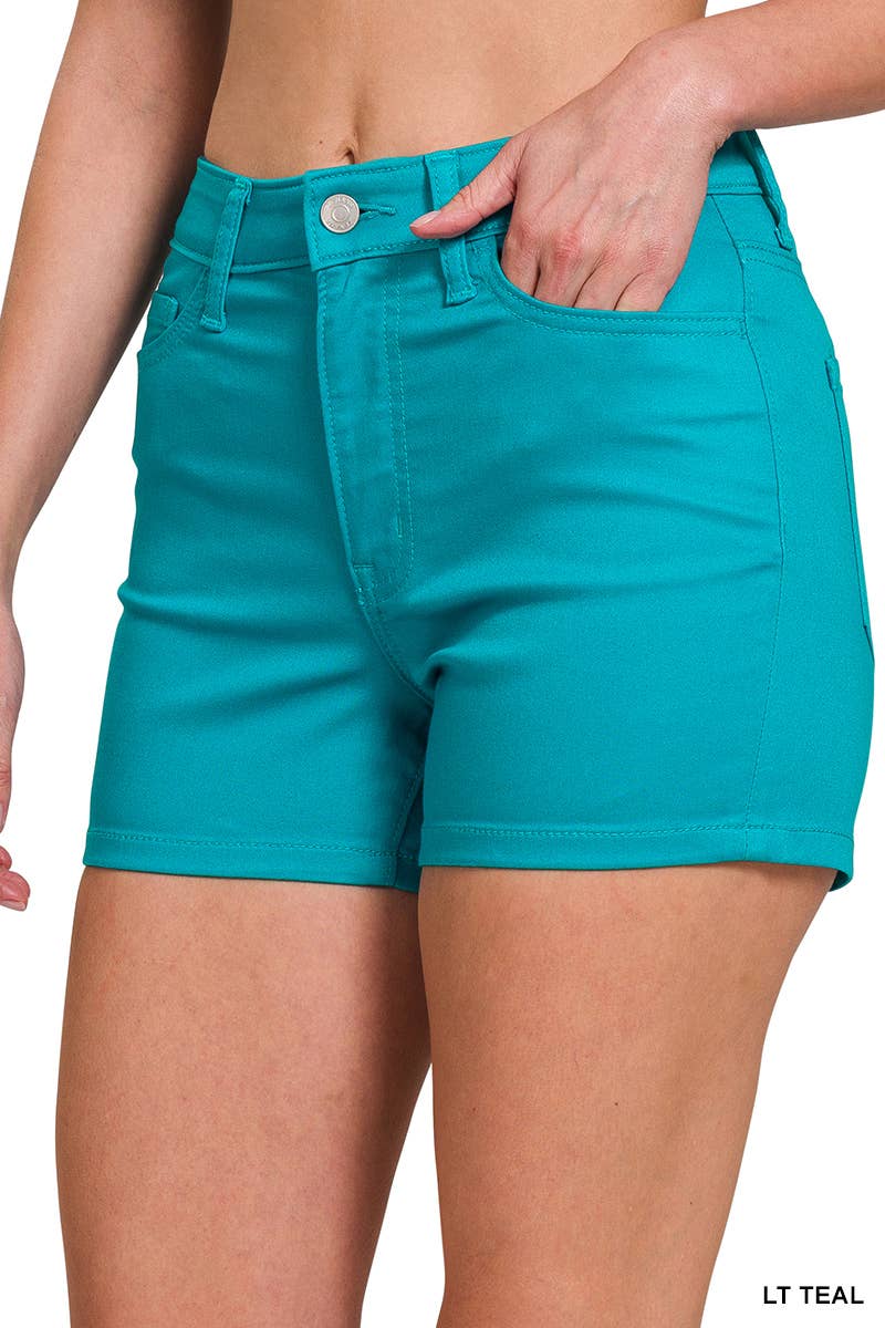 High-rise Color denim Jeans Shorts Stretchy / 5 pockets