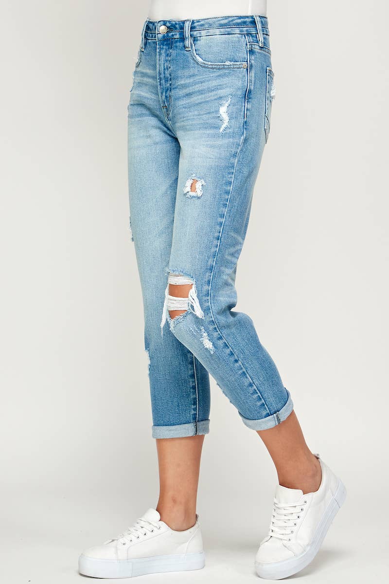 Light Wash - Roll Up Tom Girl Jeans
