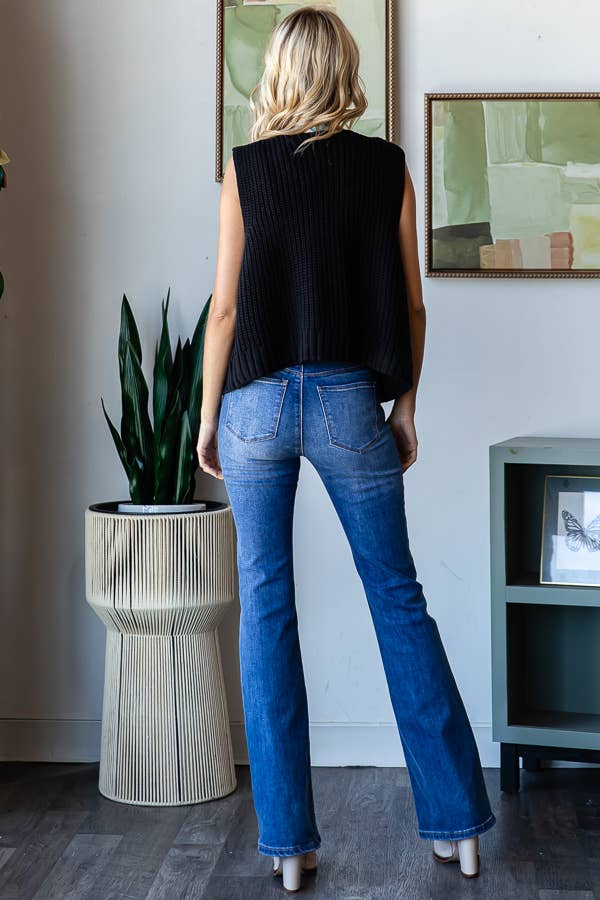 BLACK KNIT VEST CARDIGAN