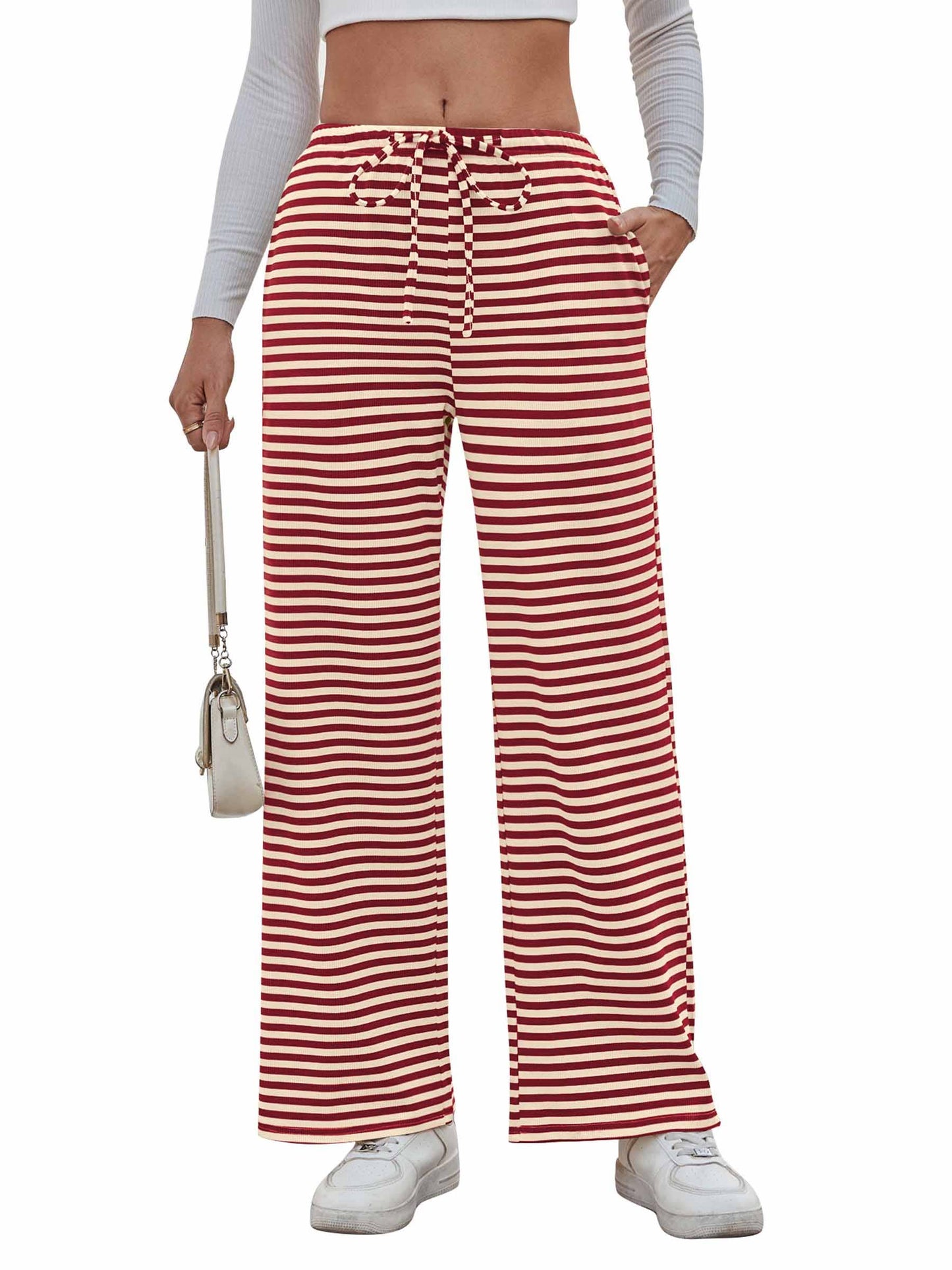 Striped Lace Up Pants