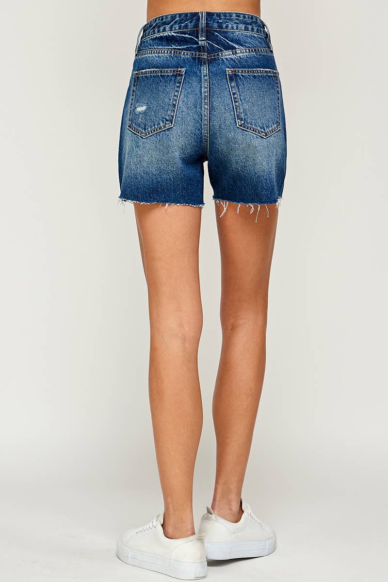 Dark Wash - High Rise Denim Shorts