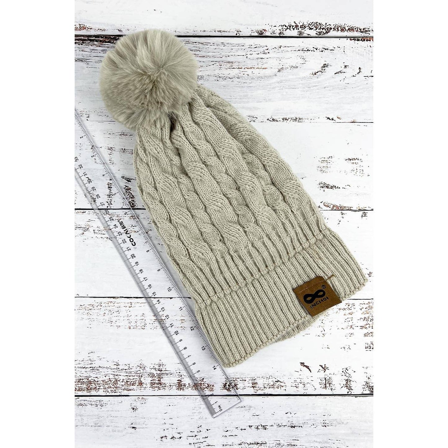 WINTER COLOR KNITTED BEANIE HAT WITH POMPOM