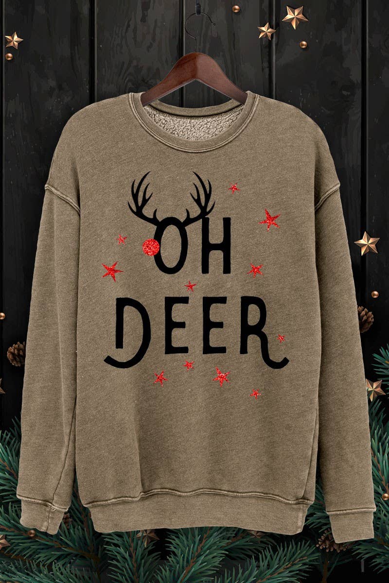 OH DEER CHRISTMAS TREE MINERAL SWEATSHIRTS