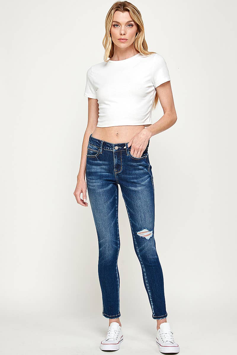 Dark Wash - Low Rise Skinny Jeans