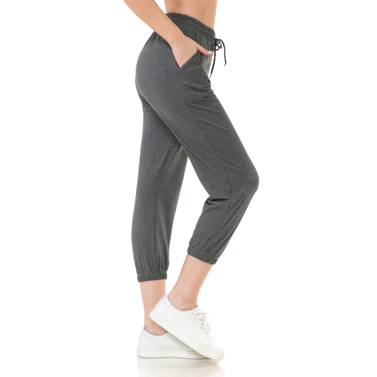 Buttery Soft Solid Capri Joggers with Drawstring