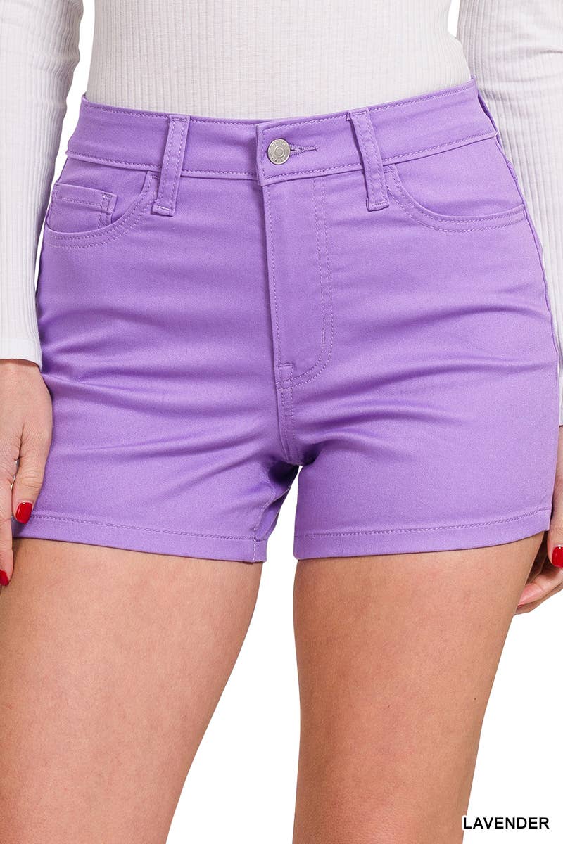 High-rise Color denim Jeans Shorts Stretchy / 5 pockets