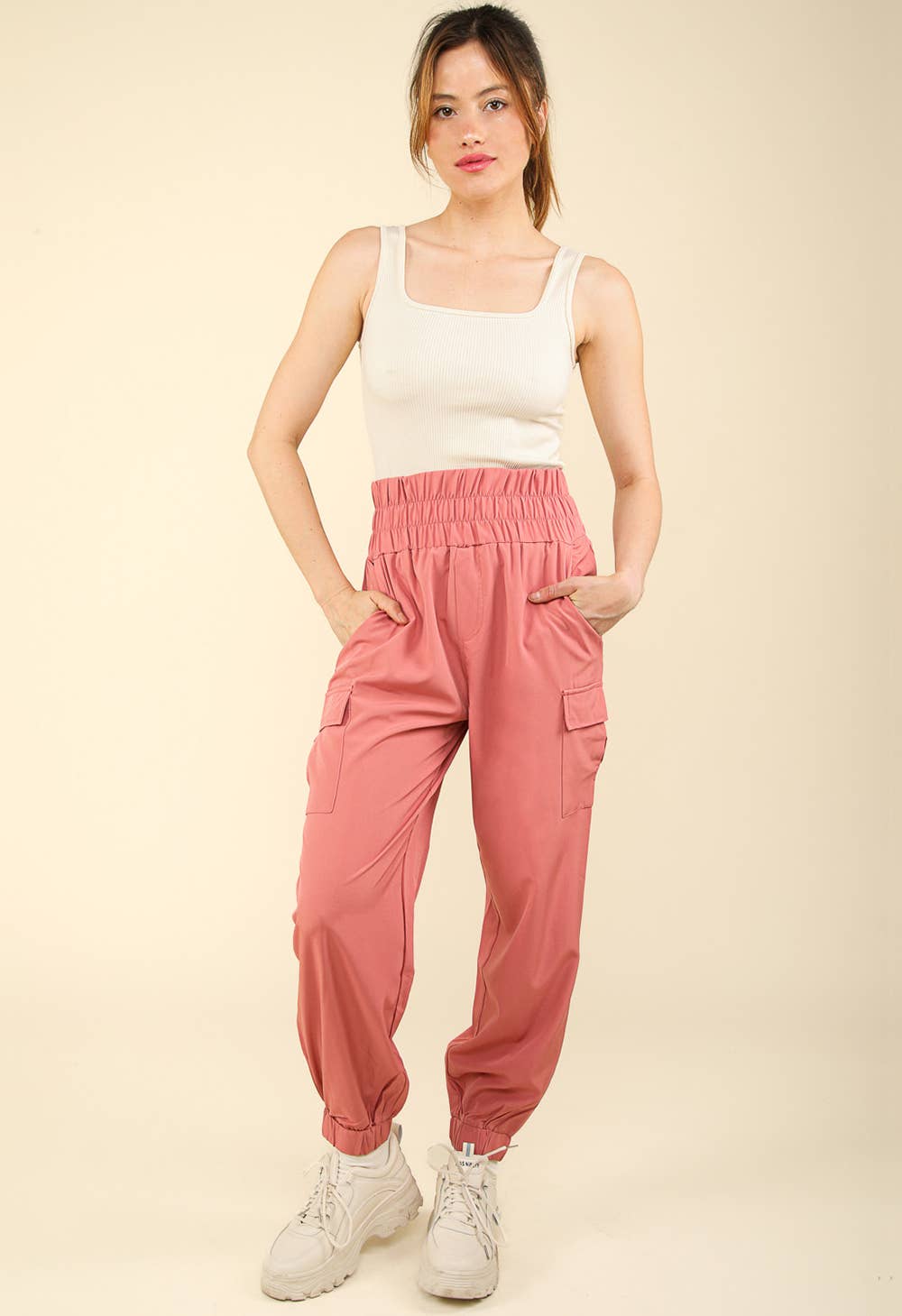 High Waisted Cargo Active Joggers w/ Pockets