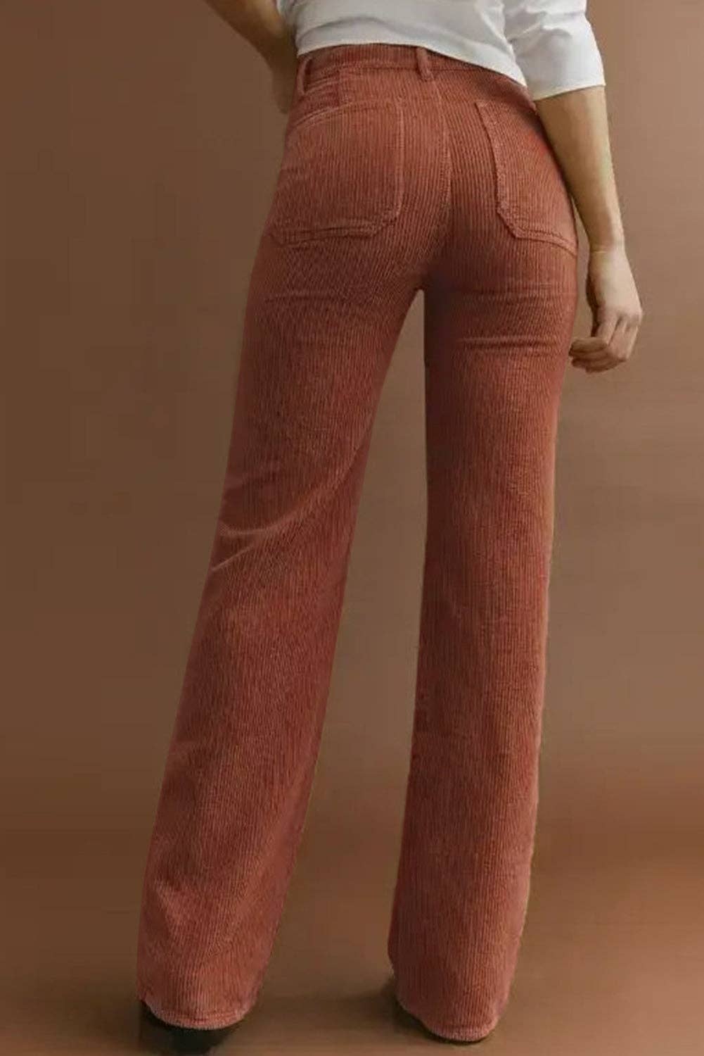 Corduroy High Waist Pocketed Pants