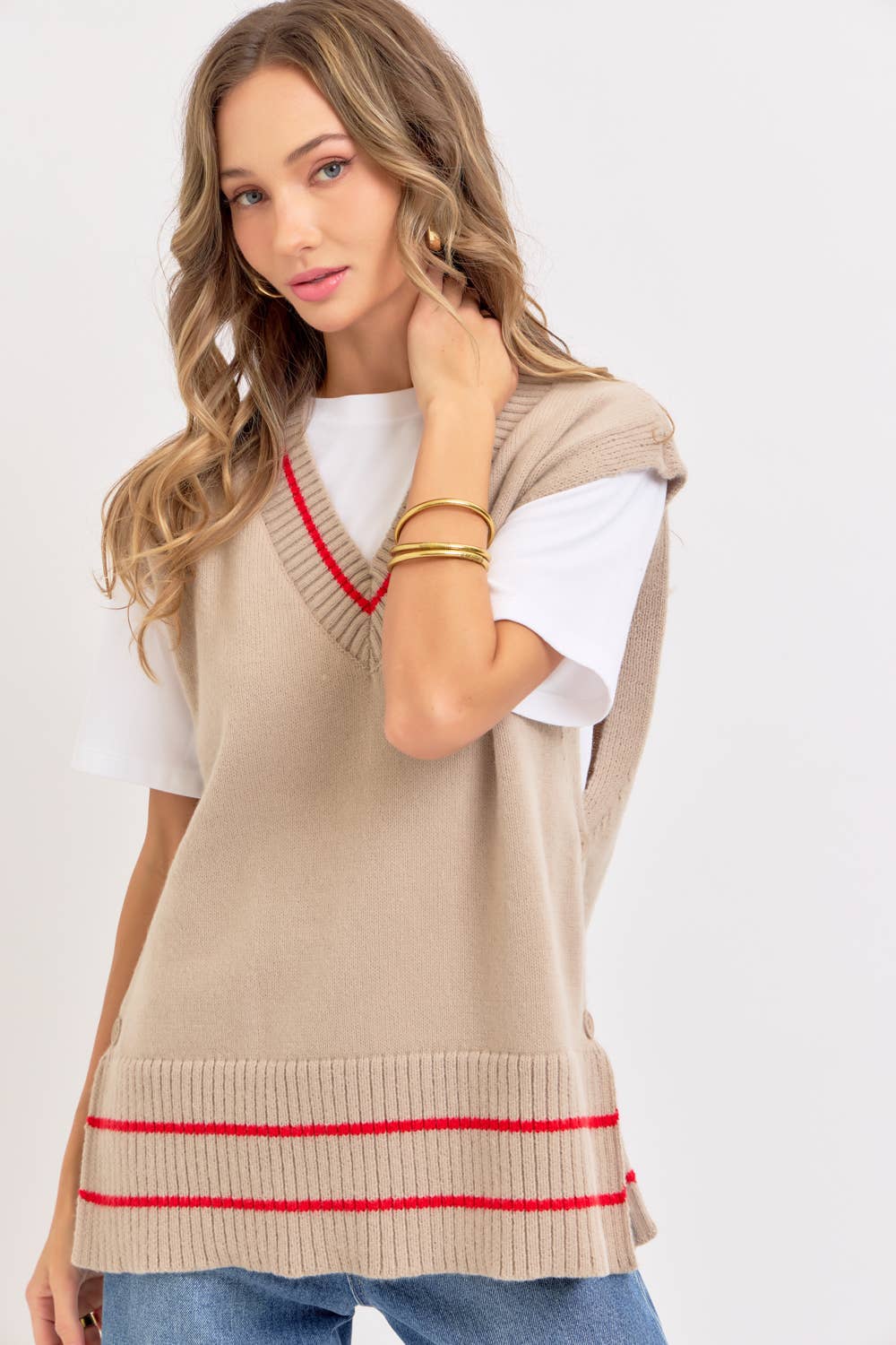 STRIPED KNIT TOP/VEST